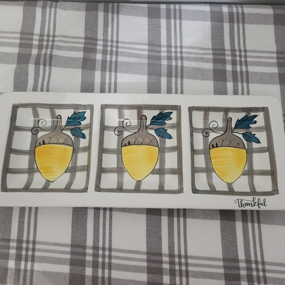 Magnolia Lane Collection "Thankful" Three Section Divider Serving Tray Platter - Picture 4 of 5